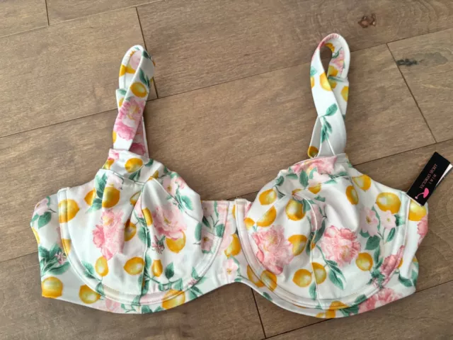 Victorias Secret Swim Bikini Top Nwt Wicked Underwire Sling Lemon Floral 36DD