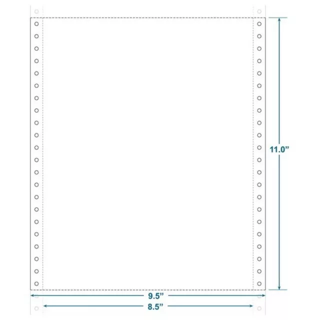 9-1/2" x 11" (W x H) Continuous 15# Computer Paper, Blank (Carton of 3300)