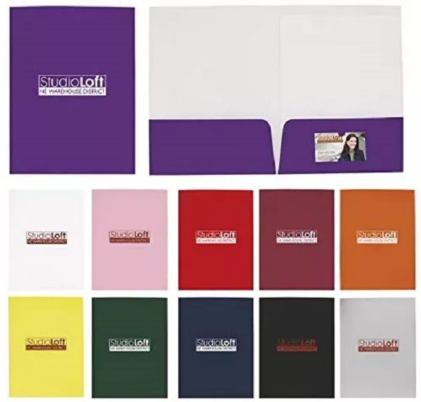 Personalized Gloss Paper Folder Printed with Your Logo + Text - 100 Qty