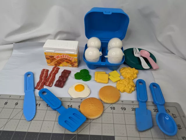 Fisher Price Diversión con comida desayuno huevos tocino panqueques utensilios gofres