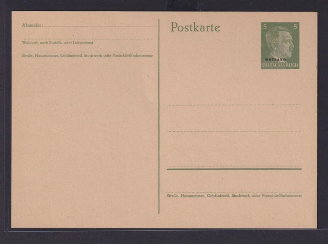 Besetzung Ostland II Weltkrieg Hitler Ganzsache mit Aufrduck P 1