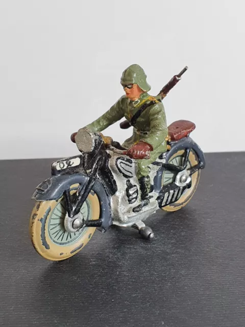 Elastolin Lineol Soldat auf Motorrad Kradmelder Haube Militär II WK Blech Masse