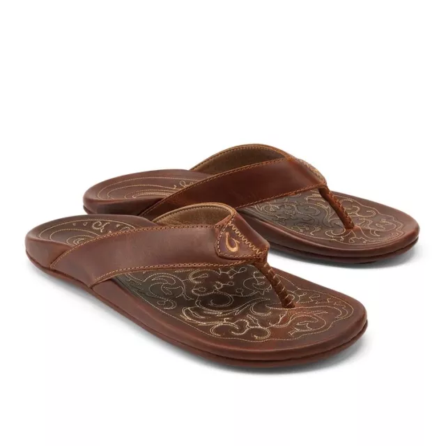 NEW $140 OLUKAI Mekila Leather Sandals Men’s Flip Flops Size 11 $115.00 ...