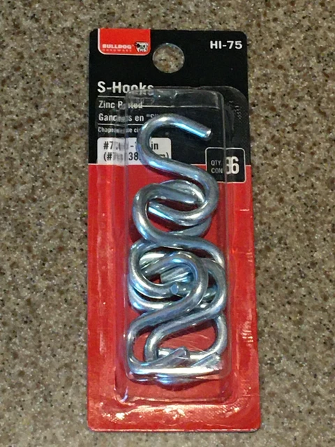 New 6-Pack  Bulldog Hardware S-HOOKS    Zinc Plated Steel    Size #7 x 1-1/2"