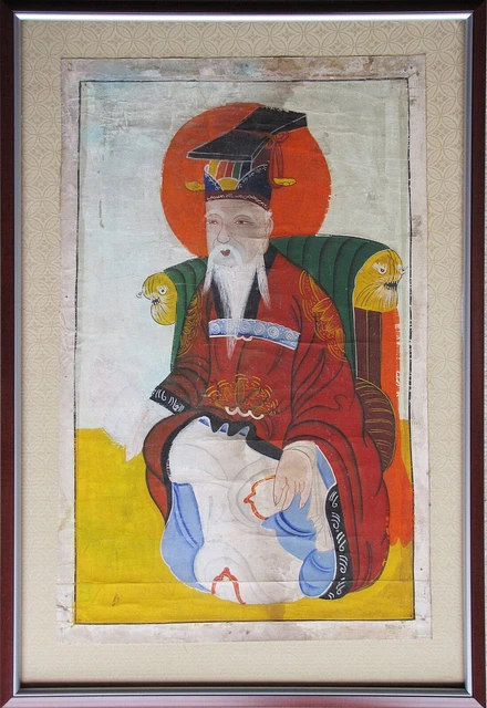 A Rare Korean Portrait of the General Kwan Woo-General Dragon King-Painting-19th