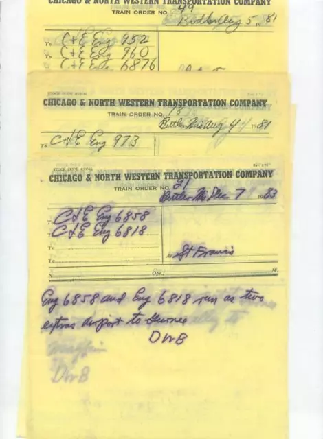 Chicago & Northwestern Railroad Train Orders (24) St.francis, Wisconsin 1981,83.