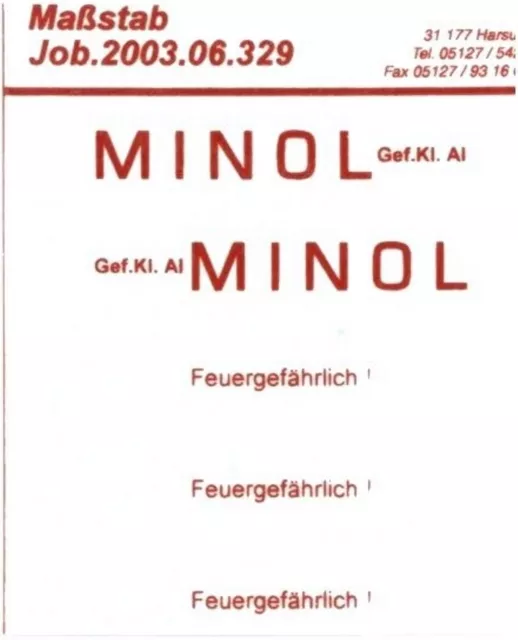 H0 Minol-Tankwagen-Aufschriften Variante A, 087-8628, Kreye Siebdruck TOP