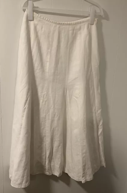 Talbots Irish Linen Skirt Sz 10 Lined White Spring Summer Cottage