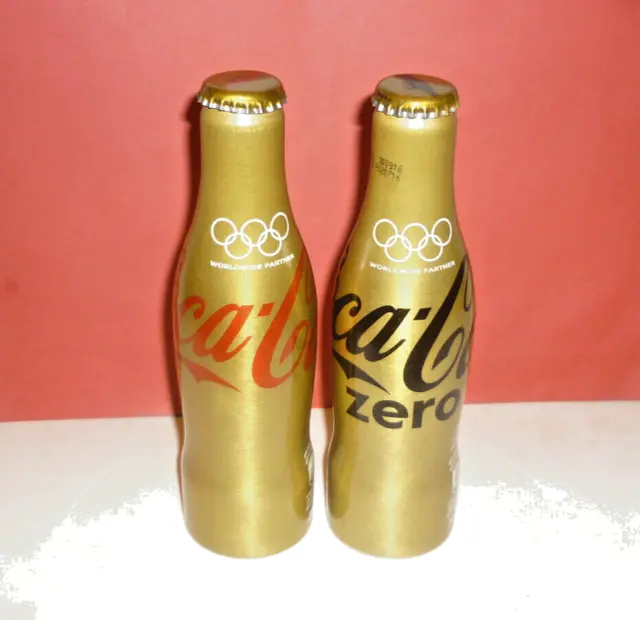 2 Coca Cola Bouteilles  Bottles  Alu " Rio 2016 "  Bresil