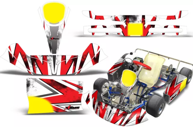 Go-Kart Graphics kit Decal for KG Kids Kart Slash Red White