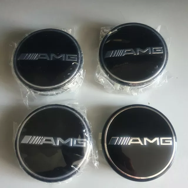 MERCEDES AMG 75mm centre de roue Cache moyeu Emblème  insigne Lot de 4