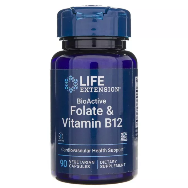 Life Extension Folate Bioactive et Vitamine B12, 90 capsules
