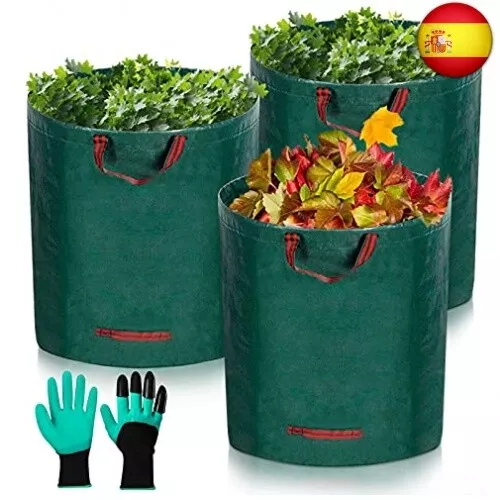 Bolsas de Basura de Jardín,Sacos de jardín,3 x 300 Litros–4 asas Res