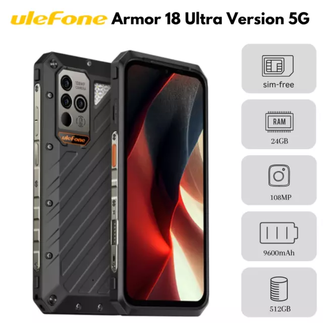 Ulefone Armor 18 Ultra Version Rugged Phone 5G Thermometer 22GB+512GB (Sim-Free)