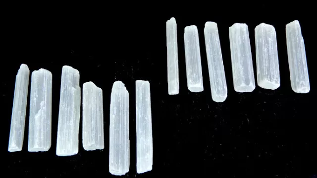 35-49 MM NATURAL SELENITE WANDS, SELENITE PENCIL 12 Pcs LOT 308Cts. z478