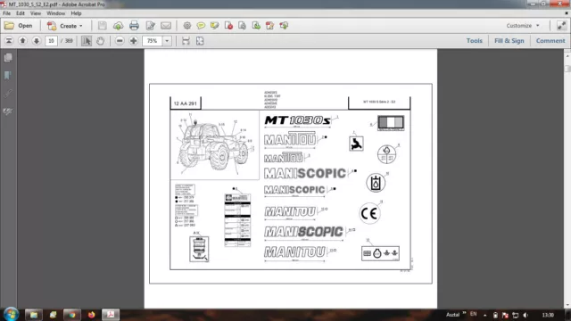 Manitou MT1030S S2 E2 workshop manual