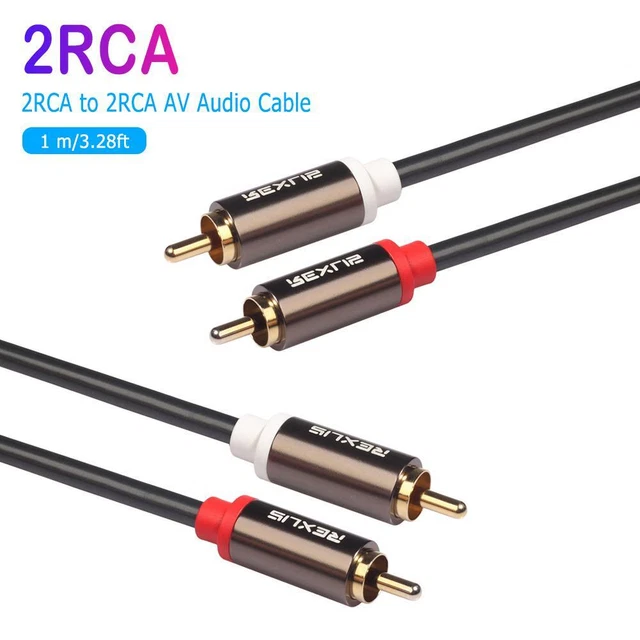 2RCA to 2 RCA Male to Male Gold-Plated Audio Cable for Home DVD TV (1 m)