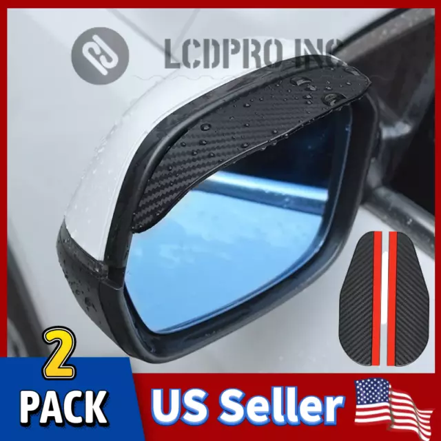 2-Pack Carbon Fiber Car Rear View Side Mirror Rain Board Eyebrow Guard Sun Visor