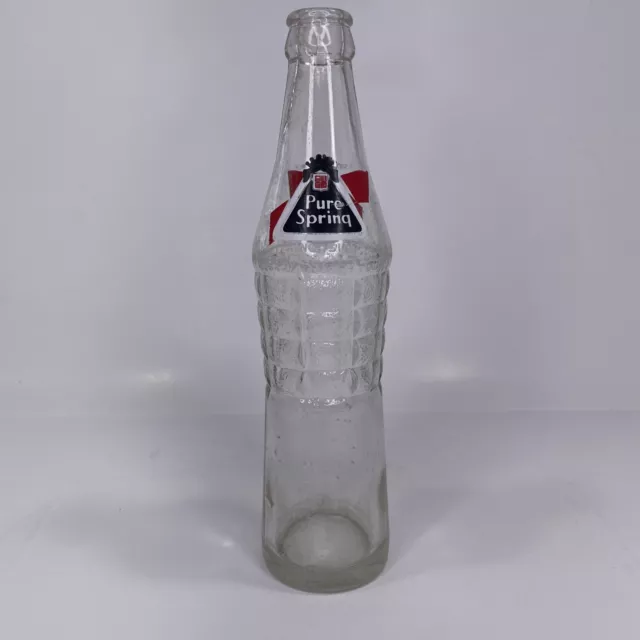 1960’s Pure Spring Ginger Ale 10oz Bottle Clear Glass Ottawa, Ontario