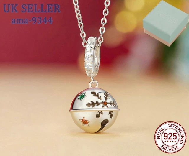 925 Sterling Silver Original Christmas Bell Diy Pendant w/ Box