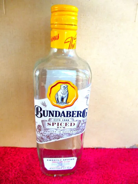 BUNDABERG SPICED RUM  EMPTY 700ml GLASS BOTTLE   26cm.