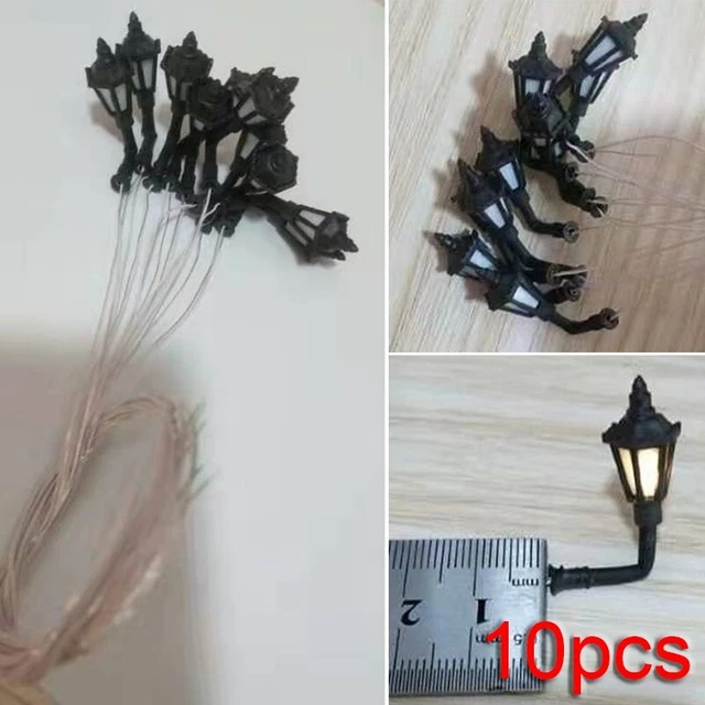 10 POTEAUX DE lampadaires muraux à l'échelle OO HO avec éclairage 10 POTEAUX DE lampadaires muraux à l'échelle OO HO avec éclairage