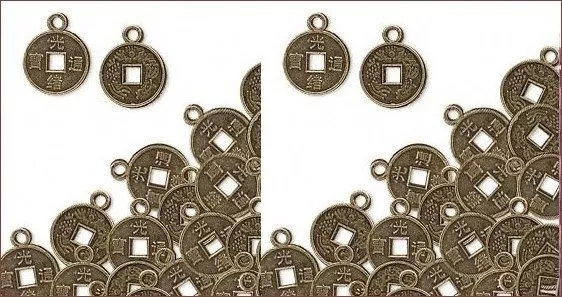 100 Antique'd Brass COIN Charms 10mm plus loop ~ Oriental / STeAmPuNk ~ Drops !