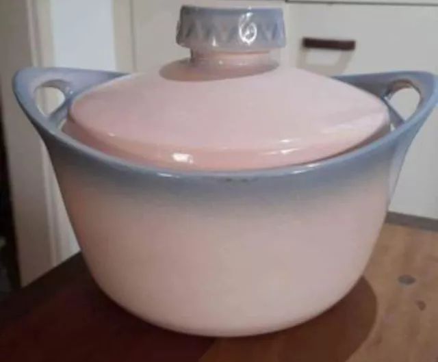 1950's Vintage Pink And Purple DIANA POTTERY Casserole Dish Made In Australia