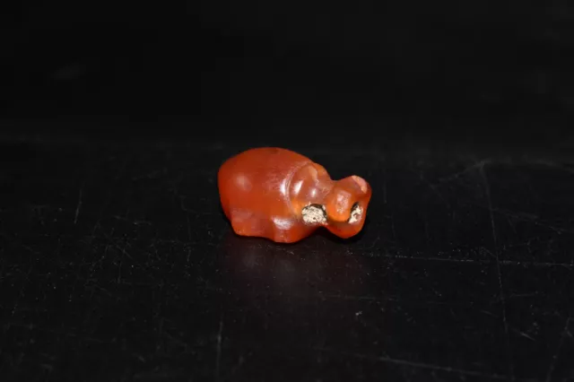 Genuine Ancient Burmese Pyu Culture Carnelian Carved Turtle Bead Amulet 2