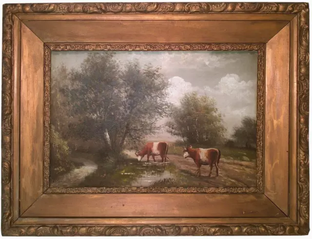 Emil Weber (Swiss, 1872-1945) Late 19Th-Early 20Th C O/C Rural Landscape, W/Cows