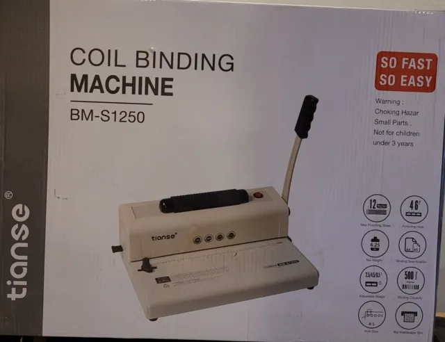 Tianese 46-hole Coil Binding Machine. New Open Box. BM-S1250