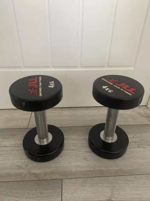 JLL® PU Dumbbells 4kg Sold in Pairs, Heavy Duty, Commercial Grade