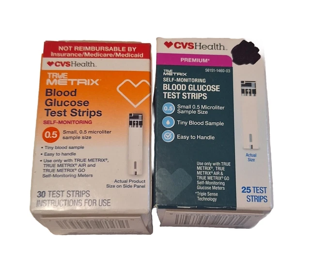 NIB 2 CVS True Metrix SelfMonitoring Blood Glucose Test Strips 25+30
