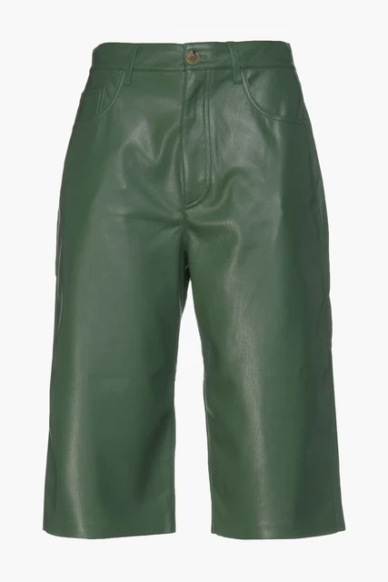 NANUSHKA Nampeyo Faux Leather Bermuda Shorts Bottle Green Sz M