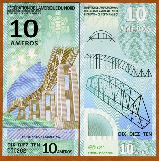 Federation of North America, 10 Ameros, 2011, Polymer, New, UNC