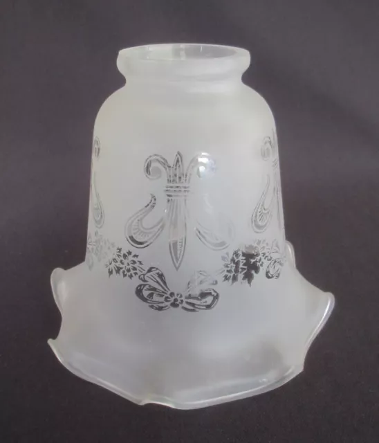 Frosted Glass Light Shade w/2 1/4" Fitter & Fleur-du-Lis Pattern           SH780