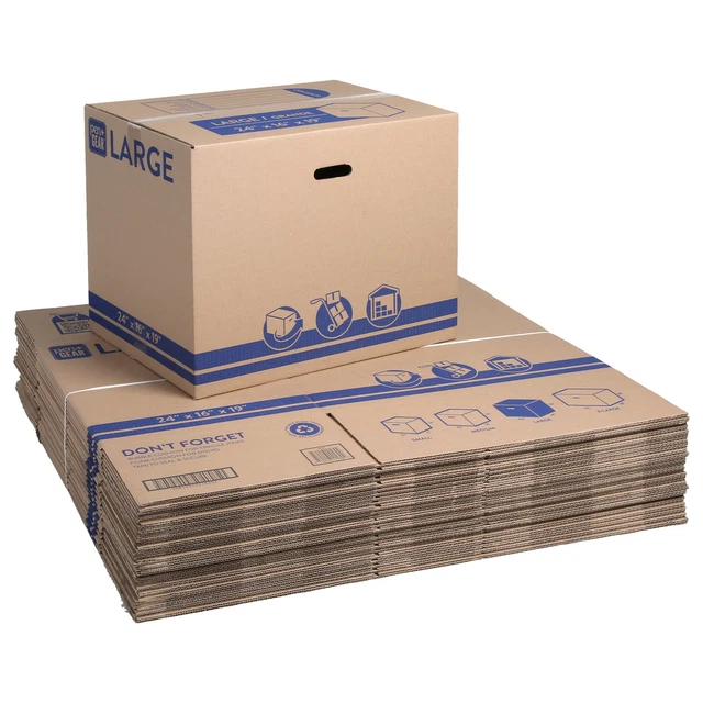 Large Recycled Moving and Storage Boxes, 24 in. L x 16 in. W x 19 in. H