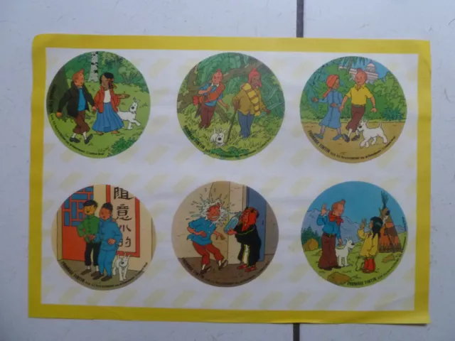 Herge / Tintin /  Serie Complete   Autocollant Fromage Tintin Colle Sur Feuille