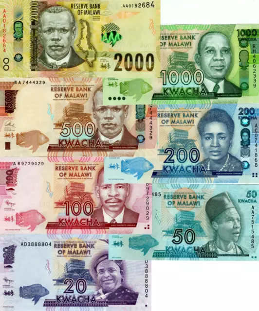 Malawi UNC Set 20-50-100-200-500-1000-2000 Banknotes Paper Money