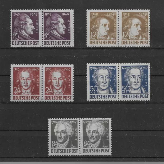 SBZ: Doppelsatz MiNr. 234-238 (Goethe), waagerechte Paare, postfrisch
