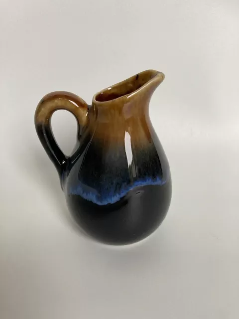 Small Studio Pottery Drip Glaze Cream Jug Blue Brown