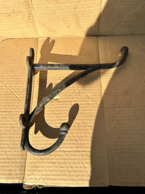 Antique Cast Iron Coat Hat Hooks Rack Wall Shelf Bracket Heavy Duty Ball End
