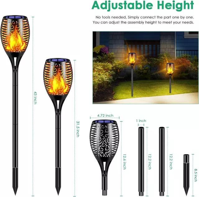 4/8Pcs Solar Flickering Flame Effect Torch Lights Outdoor Garden LED Stake Lamp 2