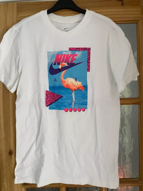 Used Ladies ‘ Nike Air’ Flamingo Pattern White T-Shirt - Size: Small