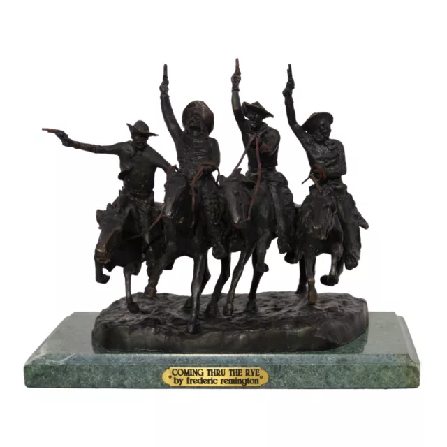 Frederic Remington Styled "Coming Through The Rye" Bronze Sculpture