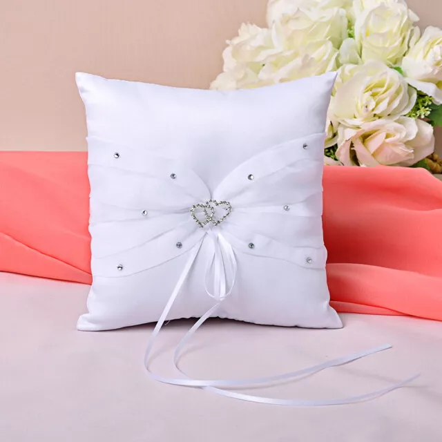 Coussin Mariage Porte Alliances Coeur Strass Ruban NEUF