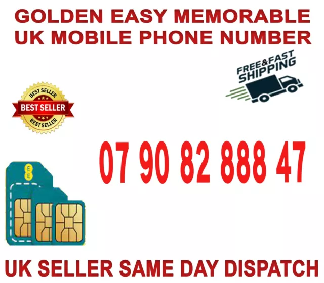 Golden Easy Memorable Uk Vip Mobile Phone Number 07 90 82 888 47 ( Ee B 65 )