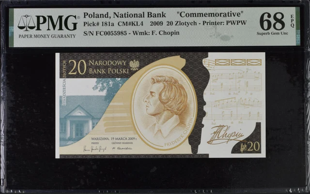 Poland 20 Zlotych 2009 Comm. P 181 a Superb Gem UNC PMG 68 EPQ NR