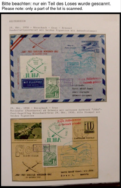 SONDERFLÜGE 1950-98, Slg. mit 76 Belegen Segelflug und verwandte Sportarten,