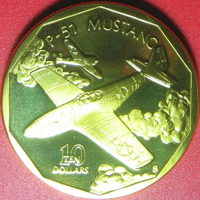 1991 Marshall Islands $10 Brass Proof-Lk P-51 Mustang Fighter Bomber Wwii Plane
